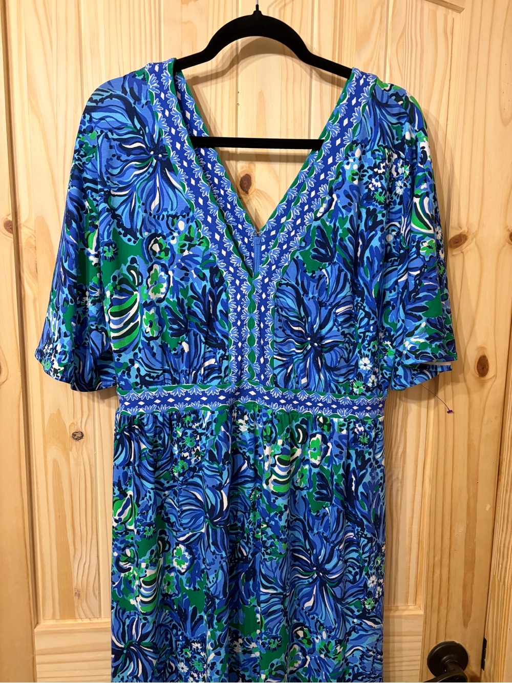 Lilly Pulitzer Addison Elbow Sleeve Abaco Blue Turtle Awe Engineer Maxi Dress 14 - Picture 2 of 9